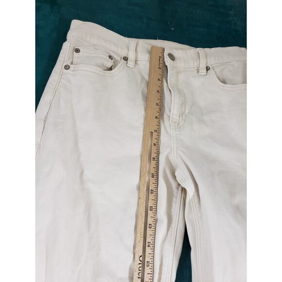 American Eagle Jeans Size 4 Womens White Stretch Pants Baggy Wide Leg Stove Pipe - Picture 8 of 14